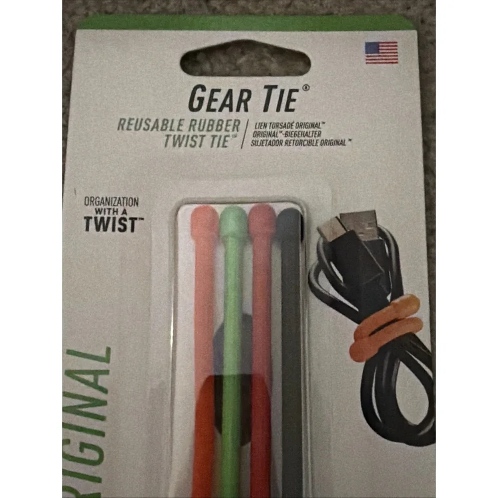 Nite Ize GearTie Reusable 3 in. Rubber Twist Tie 4 Pack Orange/Green/Red/Black